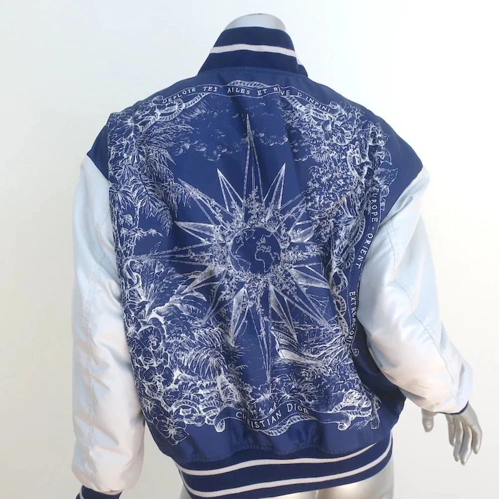 Christian Dior Reve D'infini Bomber Jacket Navy & Light Gray Satin Size 36 - Picture 1 of 9
